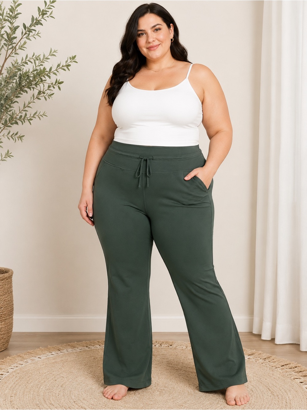 Mondetta Performance Luxury Yoga Pants Women’s XL Green Drawstring Stretch
